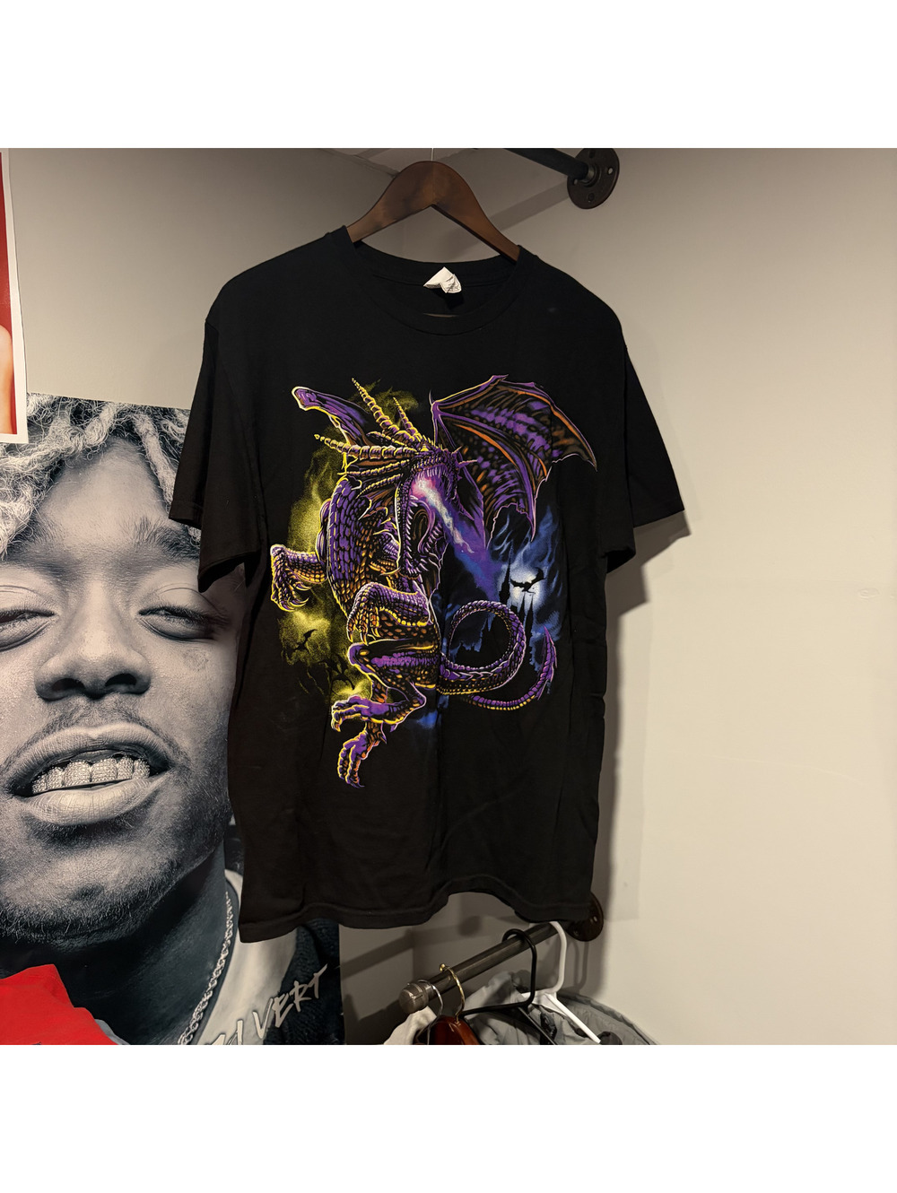 Alstyle Black T-Shirt with Purple Dragon Graphic